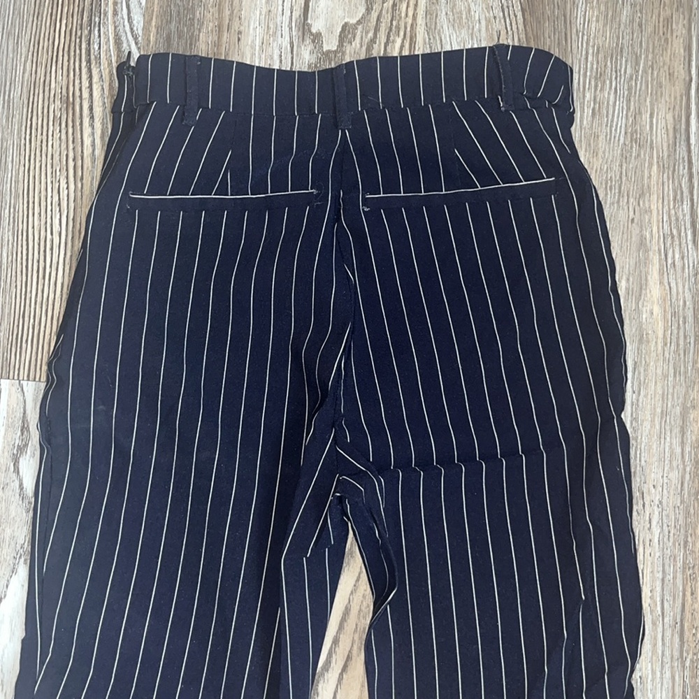 Pinstripe Navy Blue Spandex Pants - Picture 4 of 6